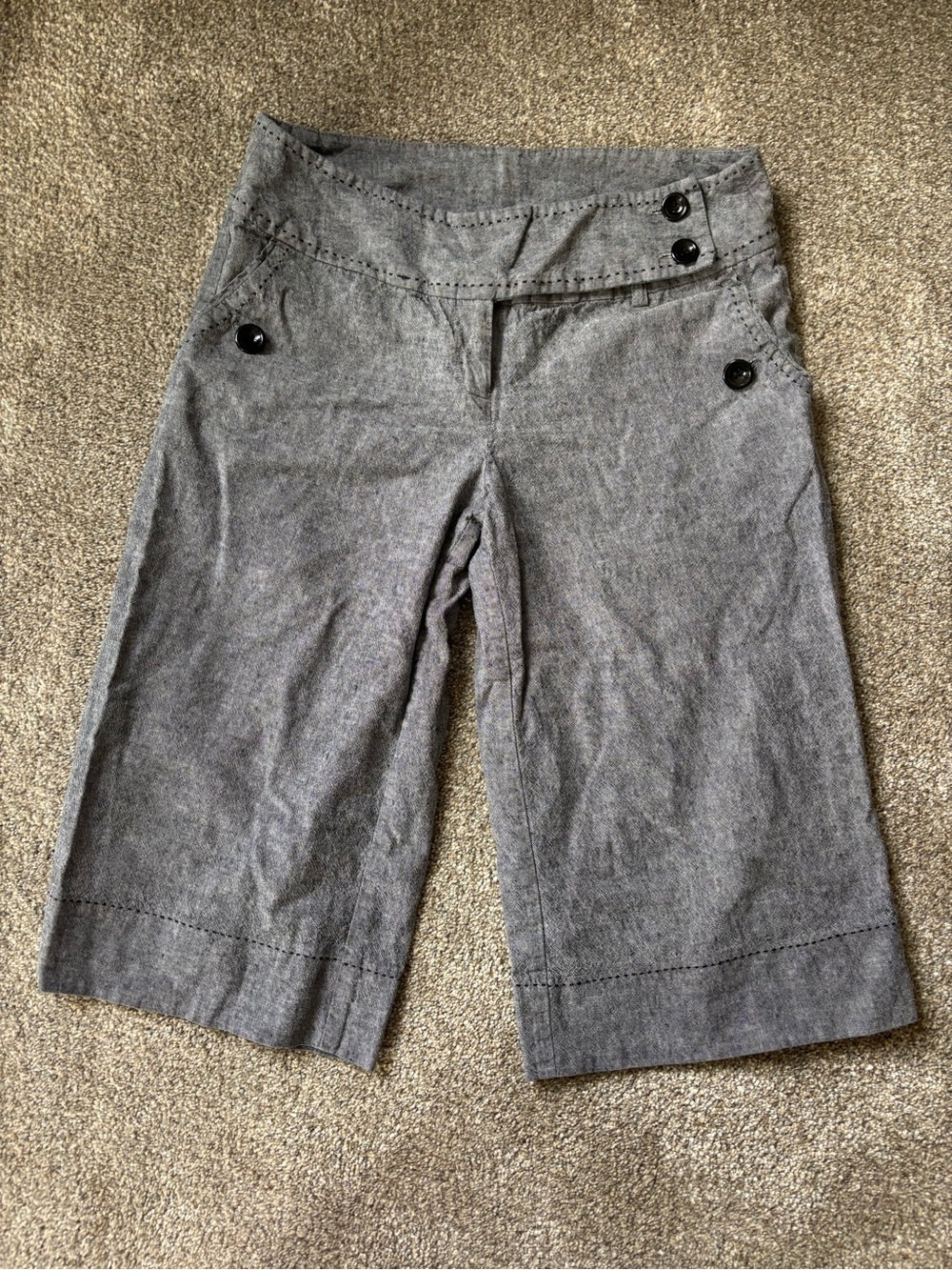 Tracy Evans Gray Button-Accent Girls' Dress Style Capri Shorts